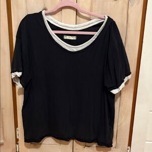 We The Free navy and white Short Sleeve Tee